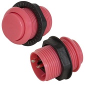 Кнопка GMSI RUICHI RC-1006-24-R, 21 мм, 12 А, 20 мОм, 12 В, круглая, цвет красный, с резьбой и черным прижимным кольцом