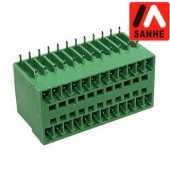Клеммник разъемный на плату угловой SANHE SH224R-3.81-12p, VDE/IEC, 24 контакта с шагом 3,81 мм, 10 А, 300 В, PA66