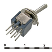 Микротумблер RUICHI SMTS-202-A2, ON-ON, DPDT, 3 А, 250 В, 50 мОм, установочное отверстие 5 мм, 6 контактов