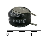 Ионистор RUICHI 5R5D10F33V, 0.33 Ф, 5.5 В, -20…+70 °С, вертикальный