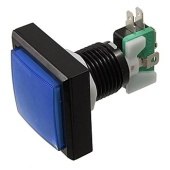 Кнопка GMSI квадратная RUICHI 2B-S с LED подсветкой 12 В, 5 А, 30 мОм, 250 В, NO(NC)+NC(NO), синяя