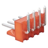 Штырь для платы RUICHI ТР-005-4, 4 контакта, шаг 2.54 мм, оранжевый, угловой