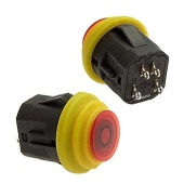 Кнопочный переключатель RUICHI SB572, IP65, ON-OFF, 2P+2L (подсветка), D-16 мм, 3 A, 250 В, 50 мОм