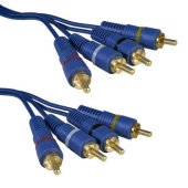 Аудио-видео шнур RUICHI 4 RCA - 4 RCA, 3 м, синий, GOLD