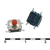 Тактовая кнопка пылевлагозащищенная RUICHI WSTP7750-250AR, 7.4х7.4х5 мм, OFF-ON (4Р), IP 67, 50 мА, 12 В, 100 мОм